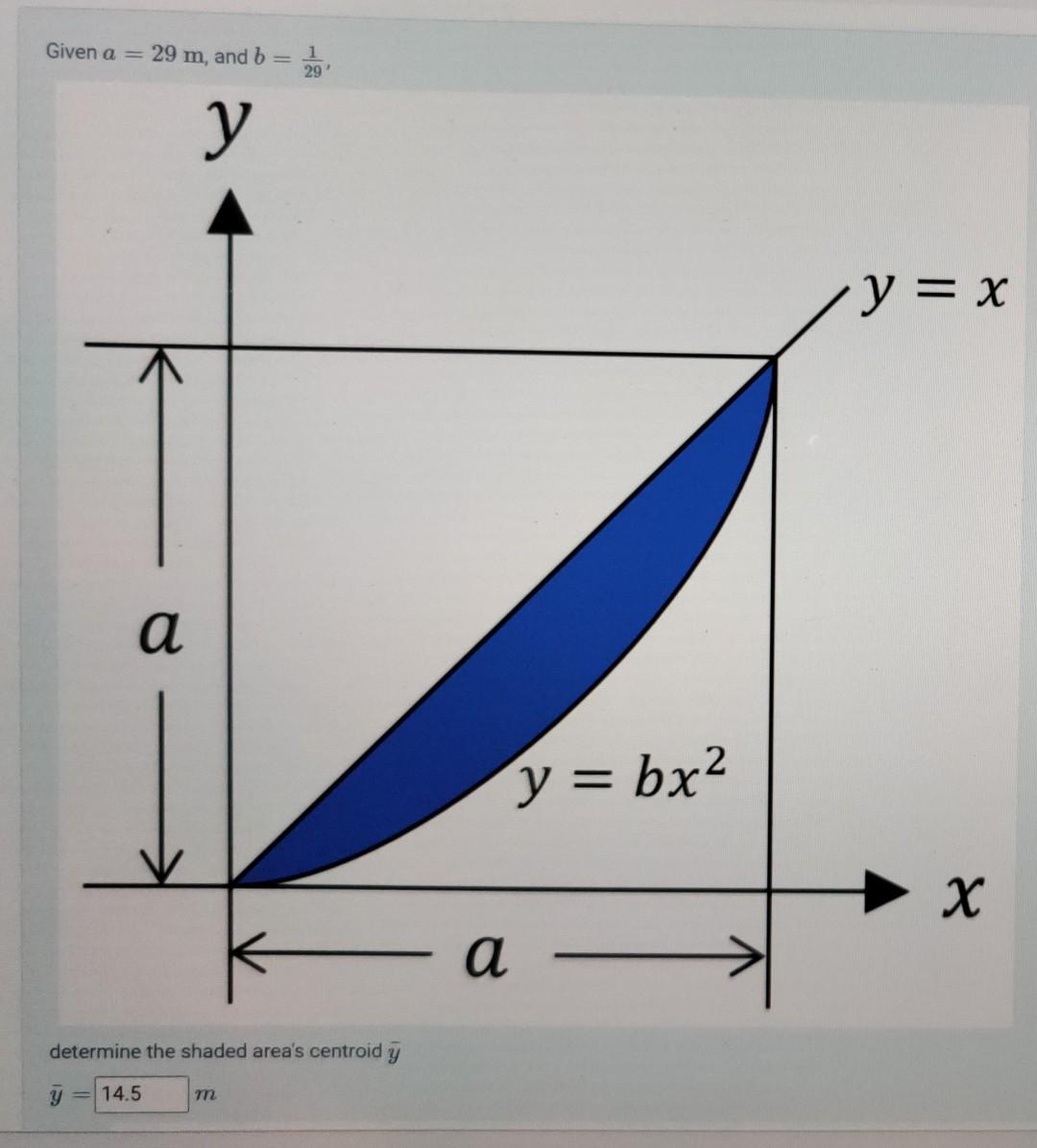 Given \( a=29 \mathrm{~m} \), and \( b=\frac{1}{n} \) \[ \bar{y}= \]