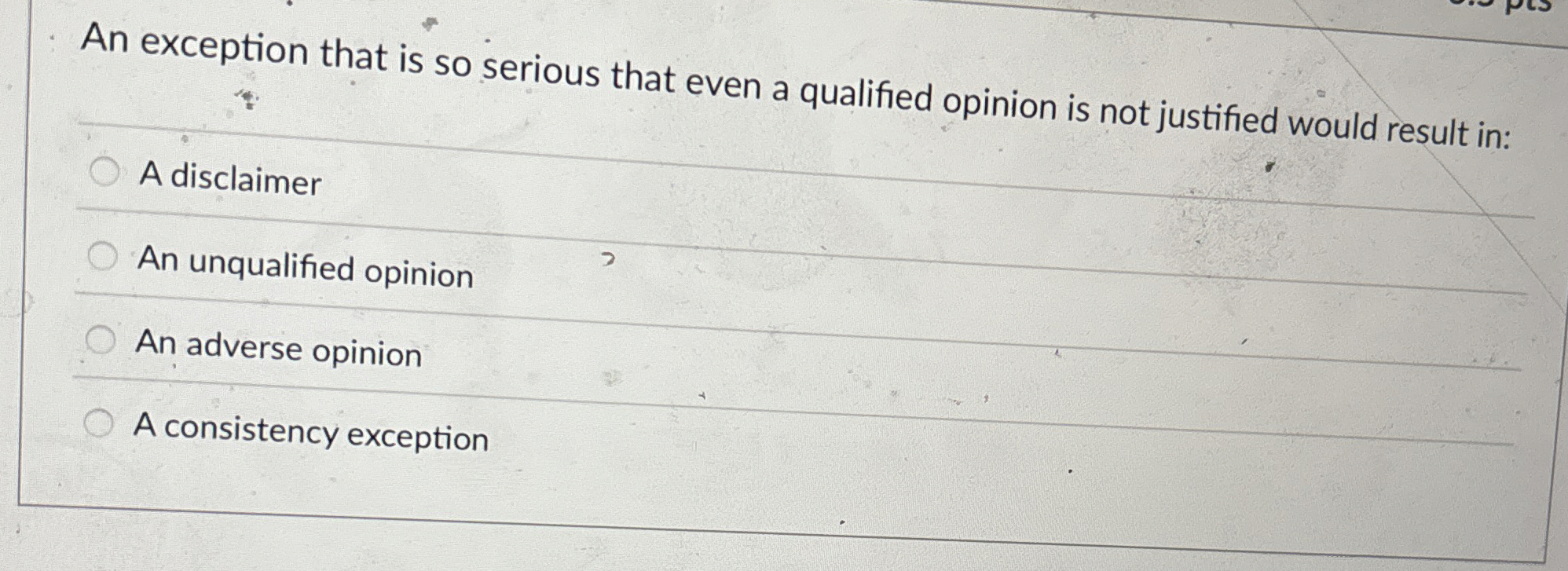 Solved An exception that is so serious that even a qualified | Chegg.com