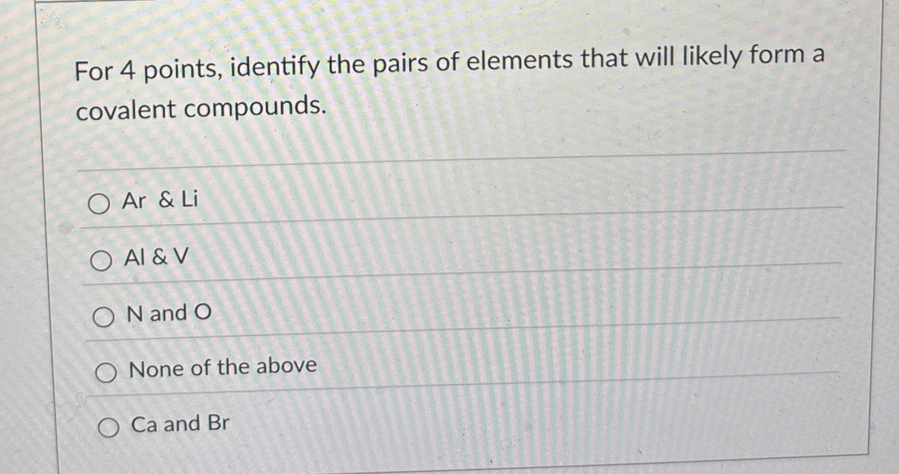 Solved For 4 ﻿points, identify the pairs of elements that | Chegg.com