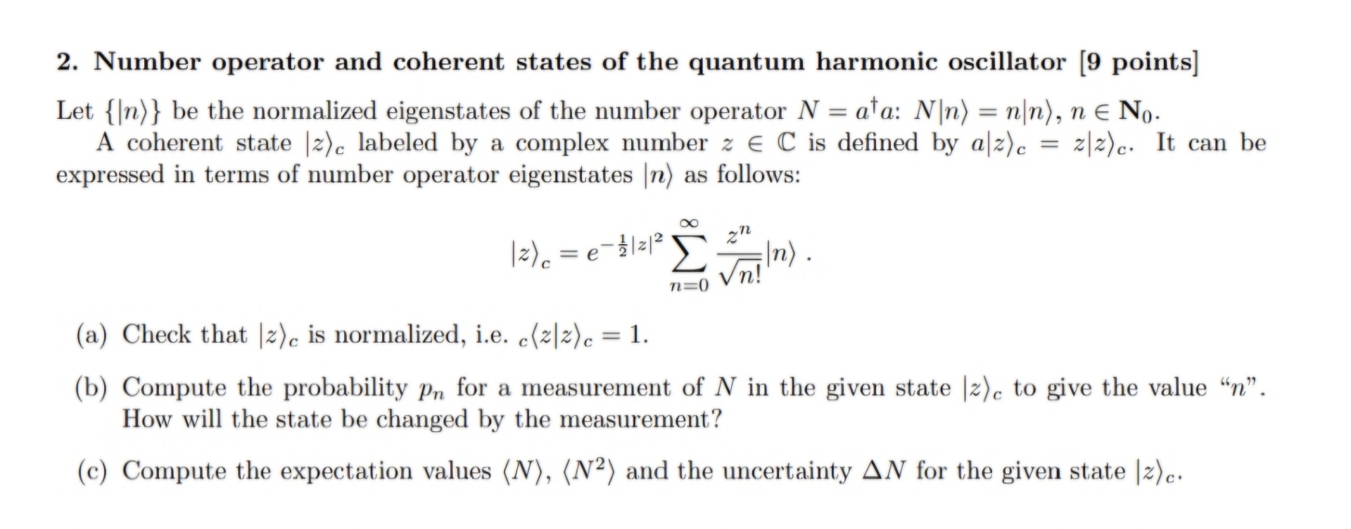 Solved Number operator and coherent states of the quantum | Chegg.com