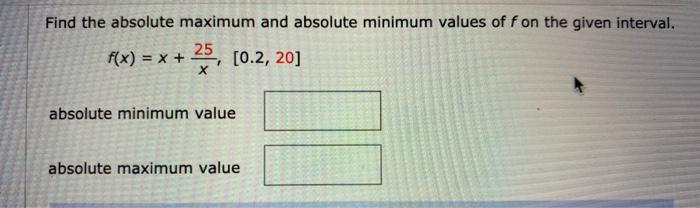 Solved Find the absolute maximum and absolute minimum values | Chegg.com