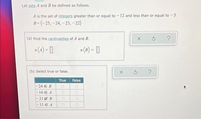 Solved Let Sets A And B Be Defined As Follows. A Is The Set | Chegg.com