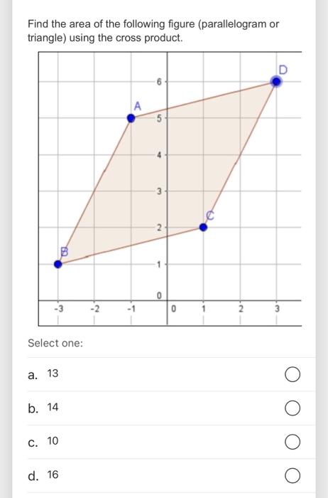 Solved Find the area of the following figure (parallelogram | Chegg.com