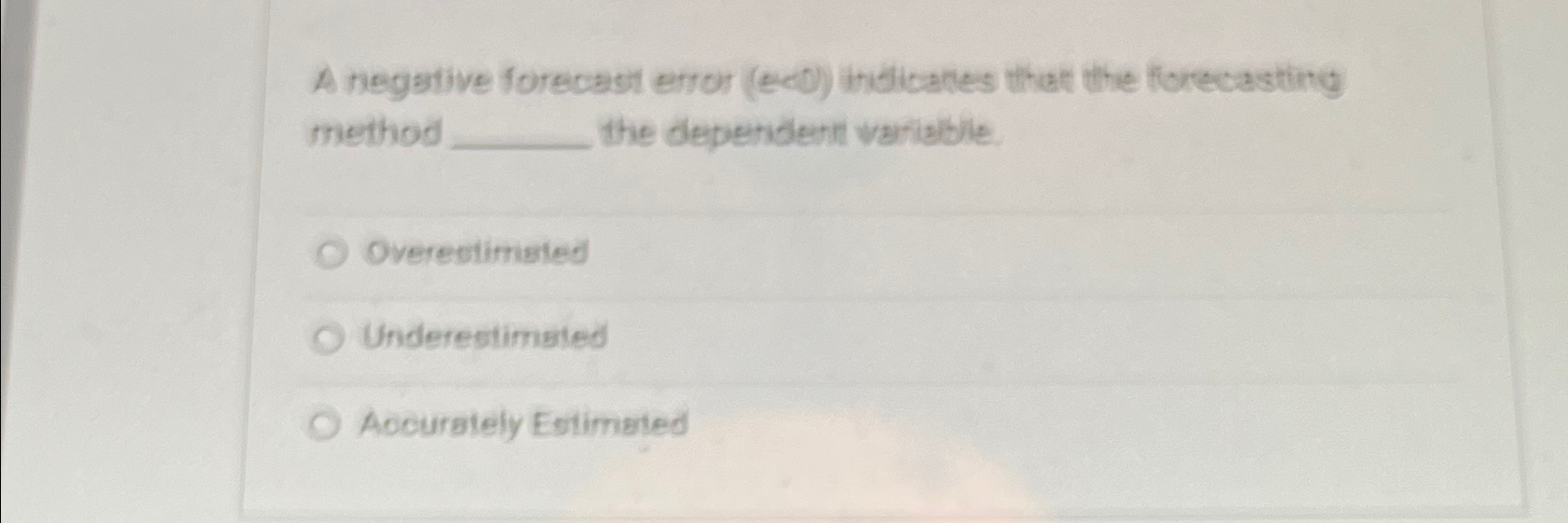 Solved A negative forecast error (eco) ﻿inilicares that the | Chegg.com