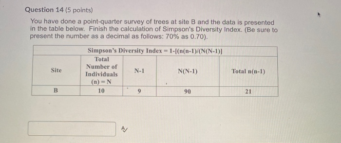 Solved 5 Question 12 (5 points) 1. Point count surveys are a | Chegg.com
