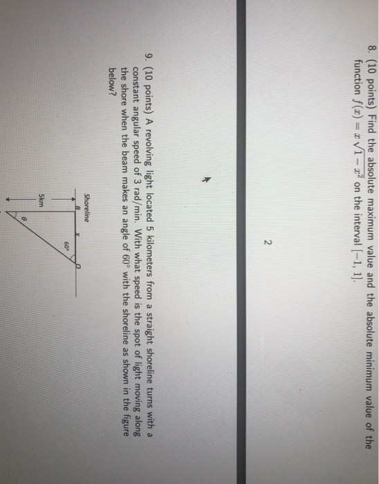 Solved 8. (10 points) Find the absolute maximum value and
