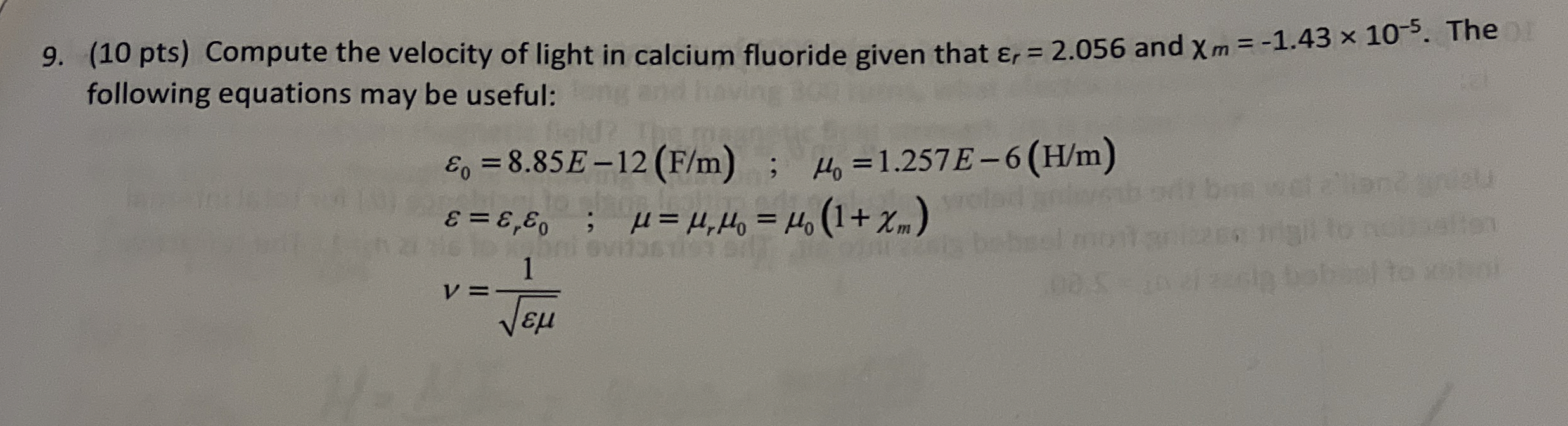 Solved By An Expert Pts Compute The Velocity Of Light In Calcium