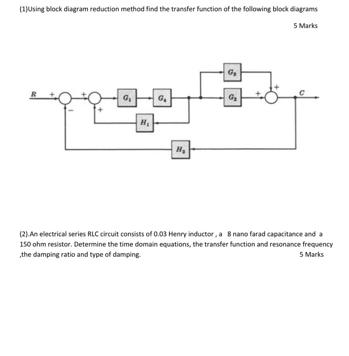 solved-1-using-block-diagram-reduction-method-find-the-chegg