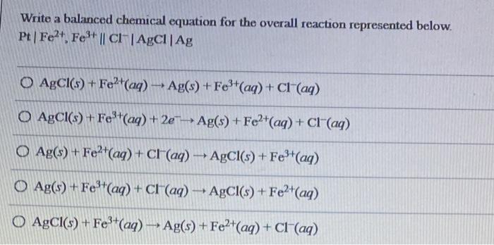 Solved Write a balanced chemical equation for the overall | Chegg.com