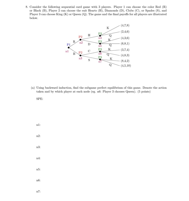 Solved 8 Consider The Following Sequential Card Game Wit Chegg Com