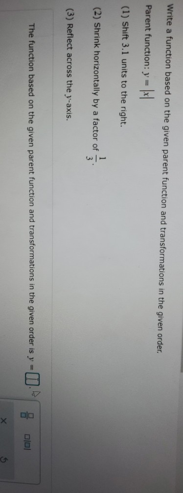 Solved Write a function based on the given parent function | Chegg.com