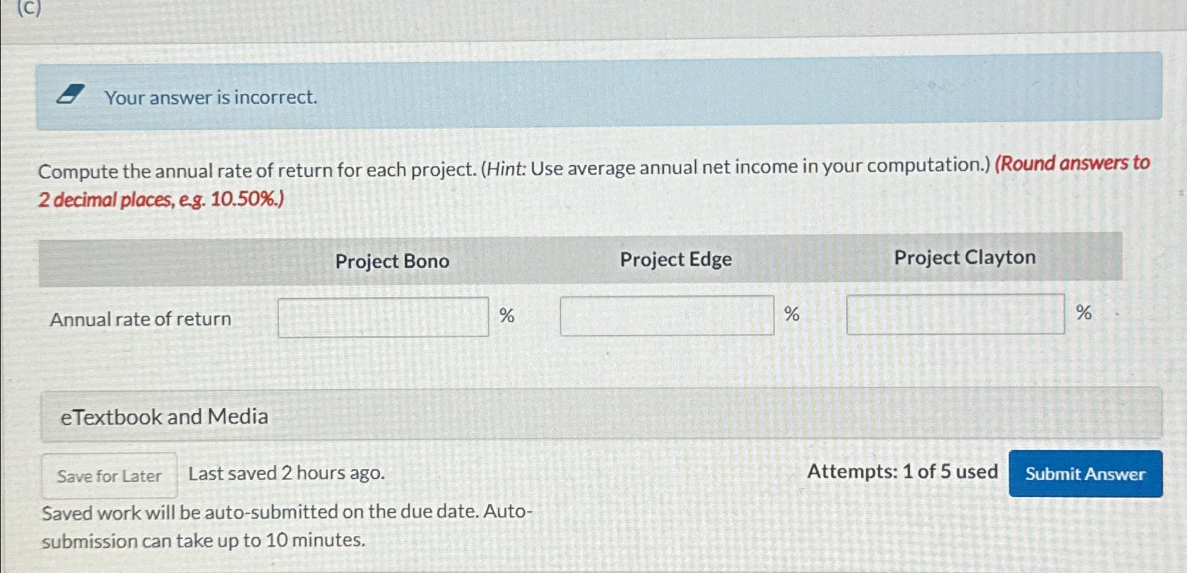 Your answer is incorrect.Compute the annual rate of | Chegg.com