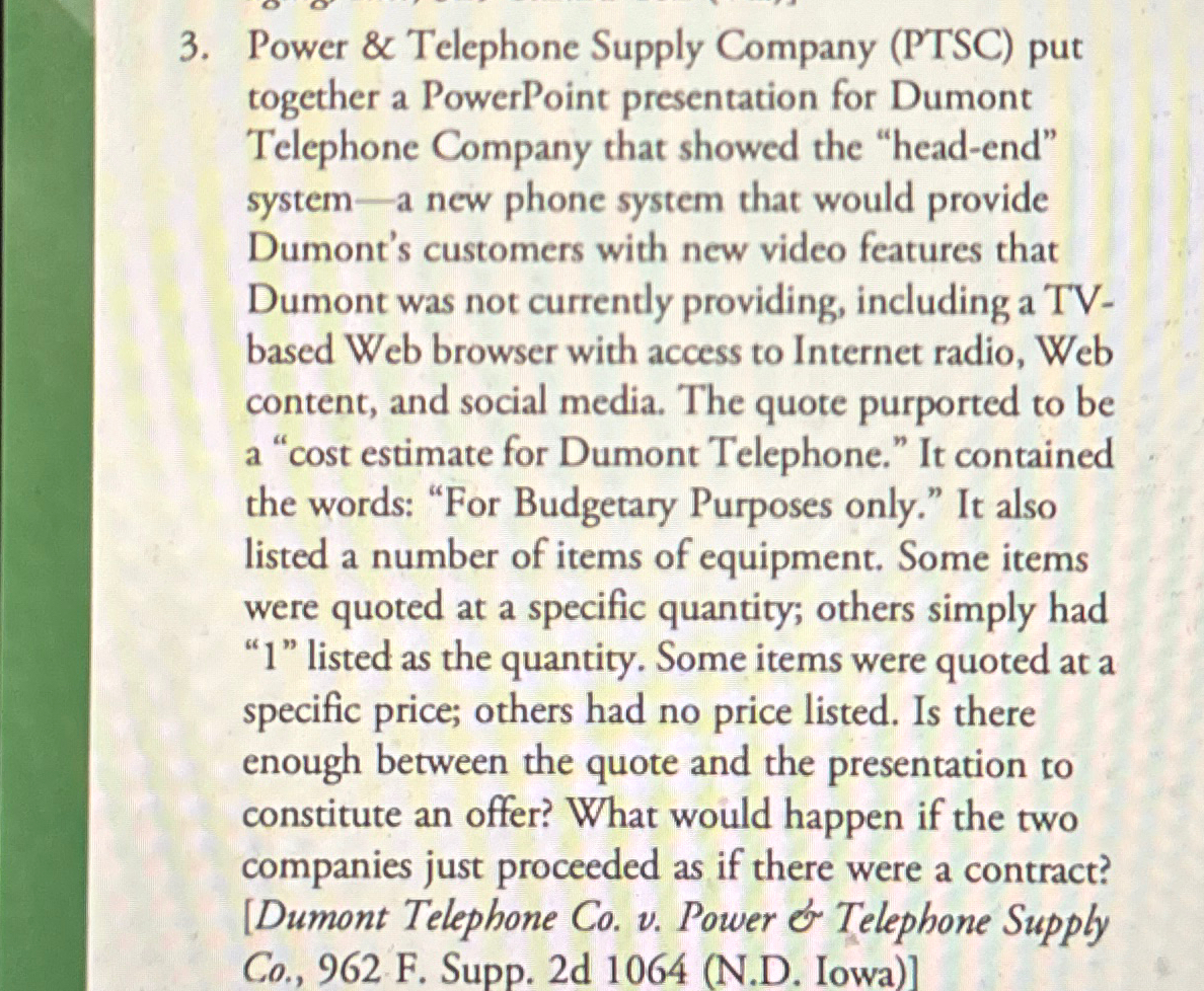 Solved Power & Telephone Supply Company (PTSC) ﻿put together