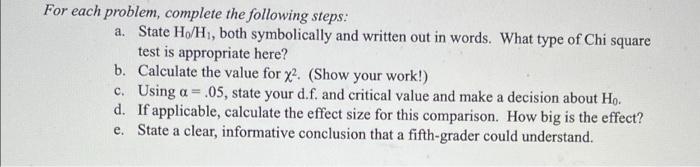 Solved For each problem, complete the following steps: a. | Chegg.com