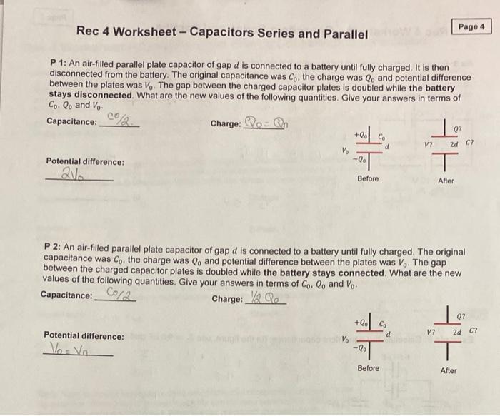 Solved Rec 4 Worksheet Capacitors Series and Parallel Page