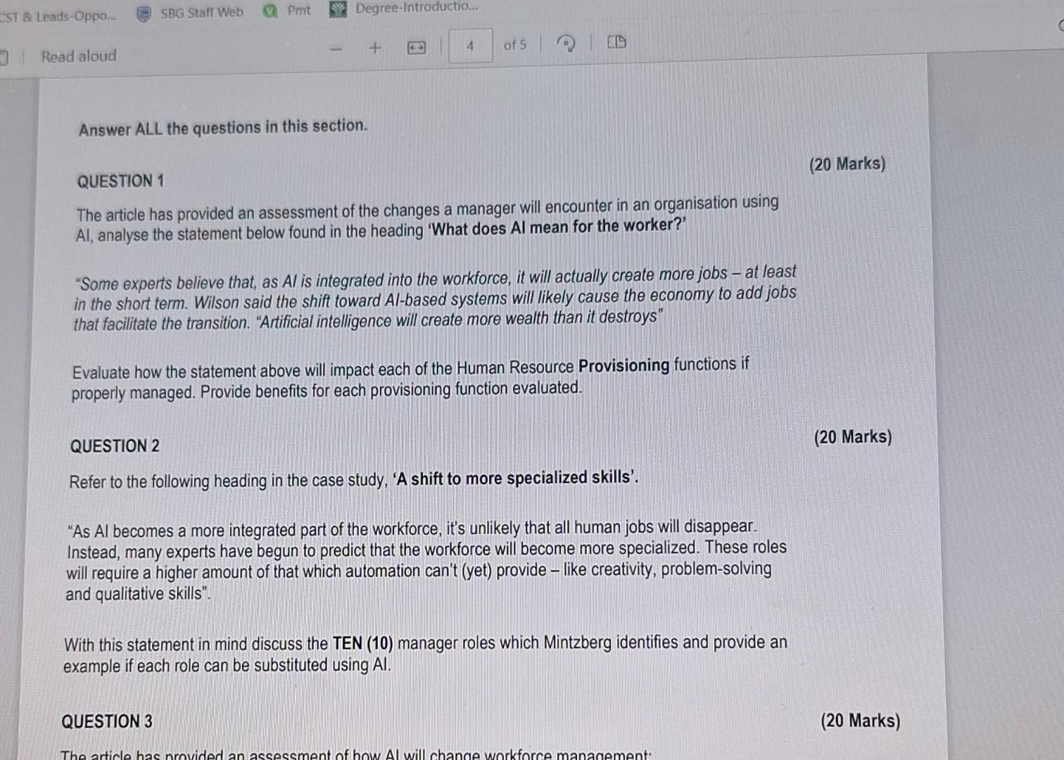 Solved Answer ALL the questions in this section. QUESTION 1 | Chegg.com