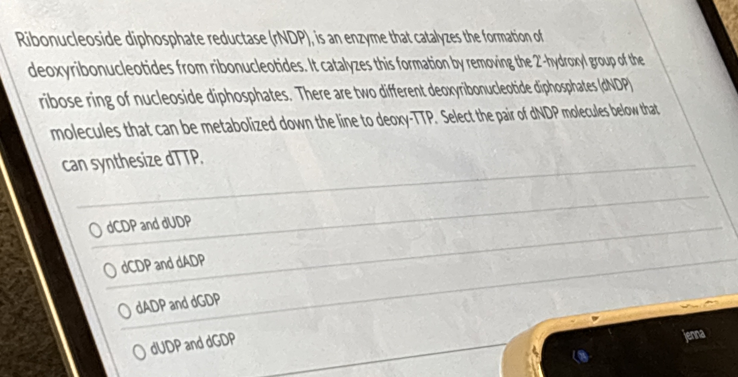 Solved Ribonucleoside diphosphate reductase (INDP), ﻿is an | Chegg.com