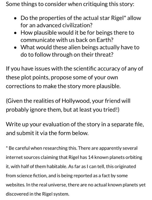 Solved Your friend is writing a sci-fi movie and wants to | Chegg.com