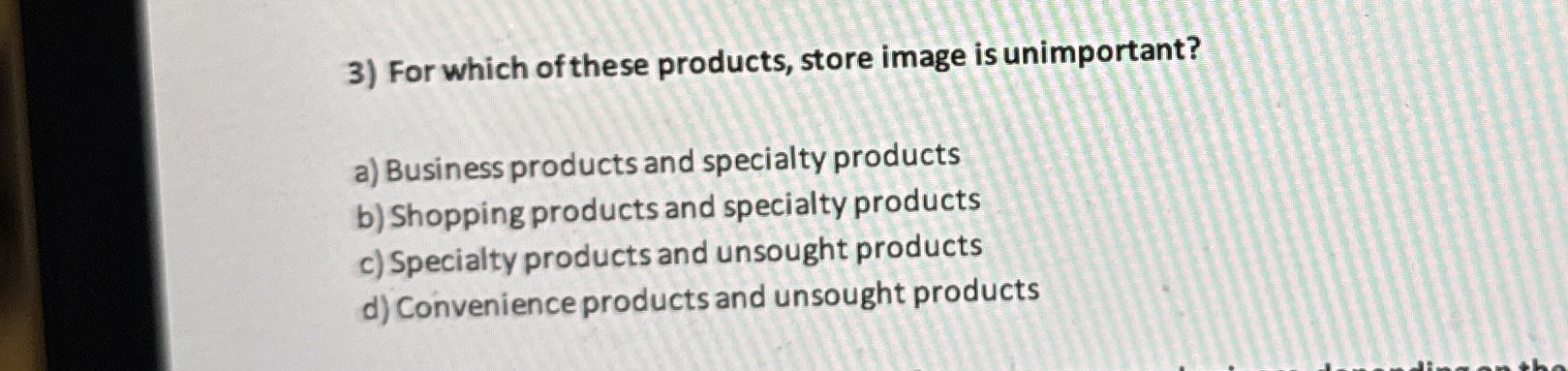Solved For which of these products, store image is | Chegg.com