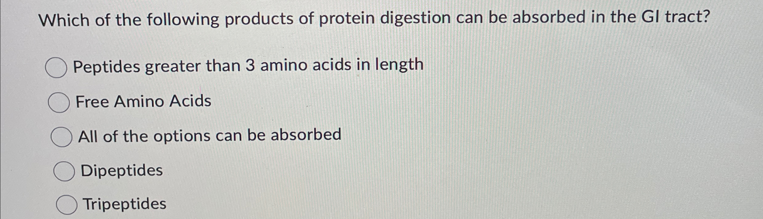 Solved Which of the following products of protein digestion | Chegg.com