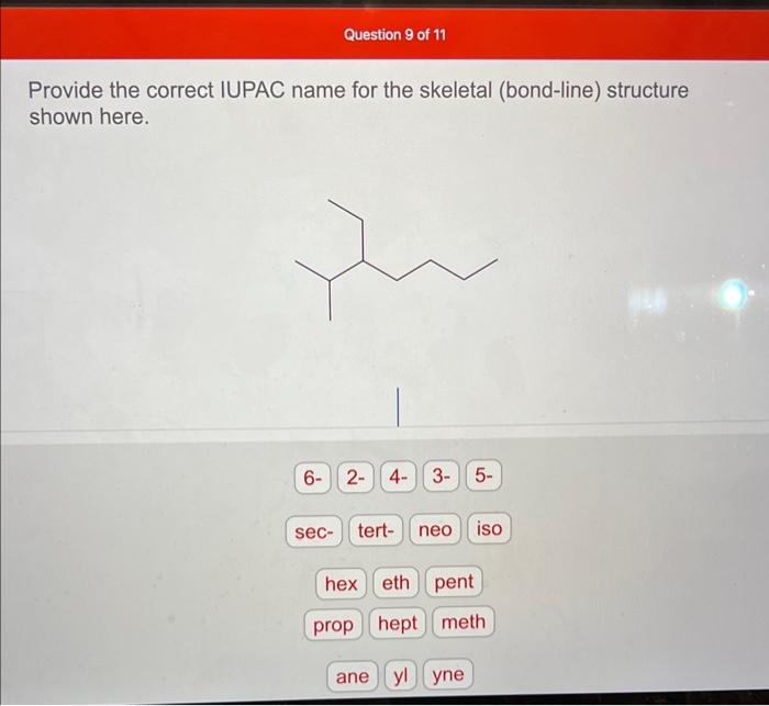 Solved Provide the correct IUPAC name for the skeletal | Chegg.com