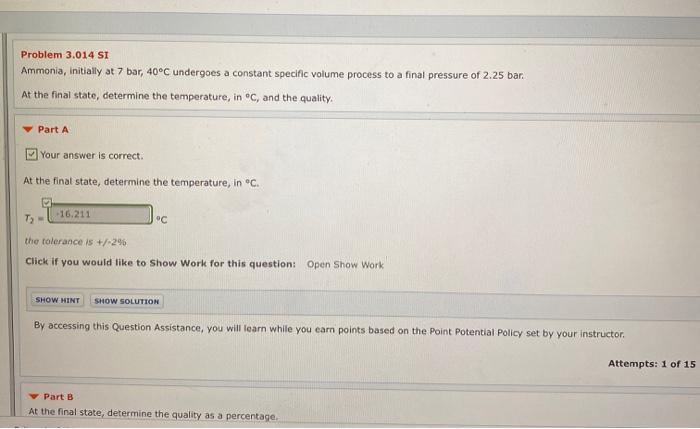 Solved Problem 3.014 SI Ammonia, initially at 7 bar, 40°C | Chegg.com