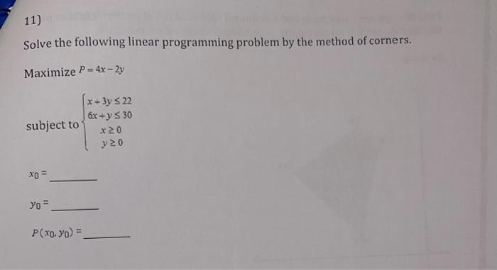 Solved Solve The Following Linear Programming Problem By The | Chegg.com