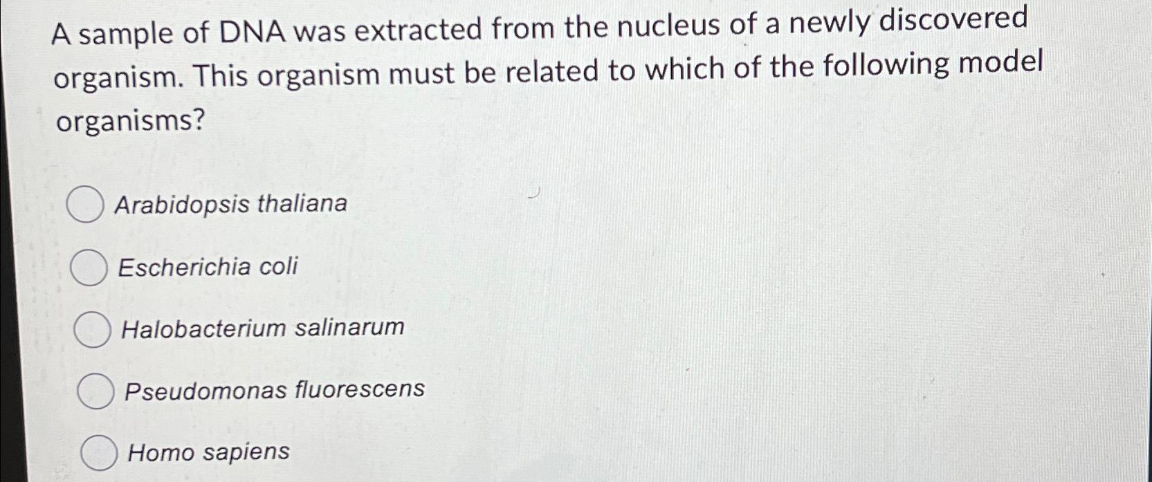 Solved A sample of DNA was extracted from the nucleus of a | Chegg.com