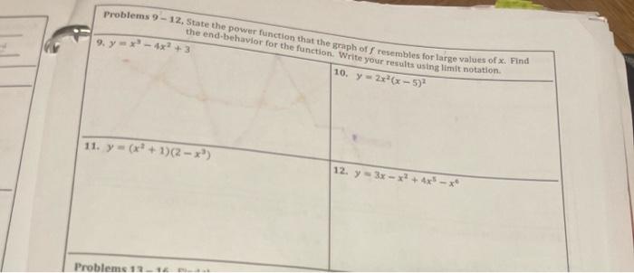 Solved Problems 9−12, State the power function that the | Chegg.com