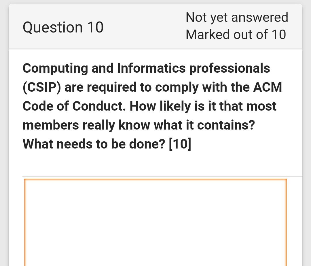 Solved Question 10 Not yet answered Marked out of 10 | Chegg.com