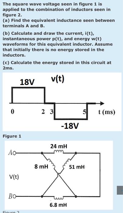Solved The square wave voltage seen in figure 1 is applied | Chegg.com