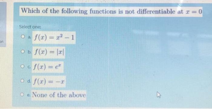 Solved Which of the following functions is not | Chegg.com