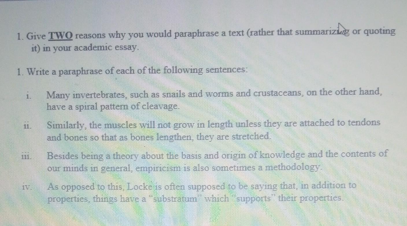 solved-1-give-two-reasons-why-you-would-paraphrase-a-text-chegg