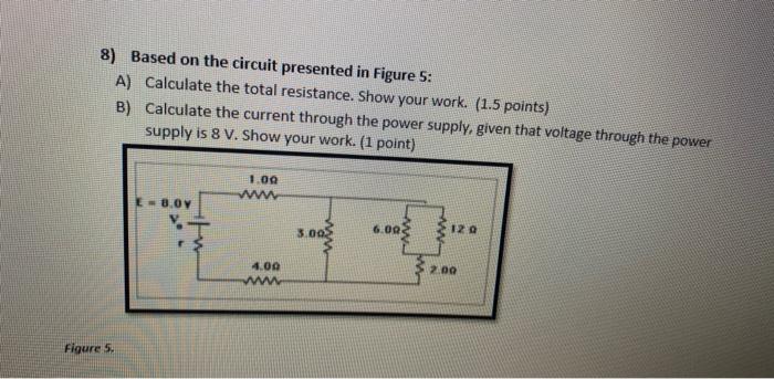 Solved 8) Based on the circuit presented in Figure 5: A) | Chegg.com