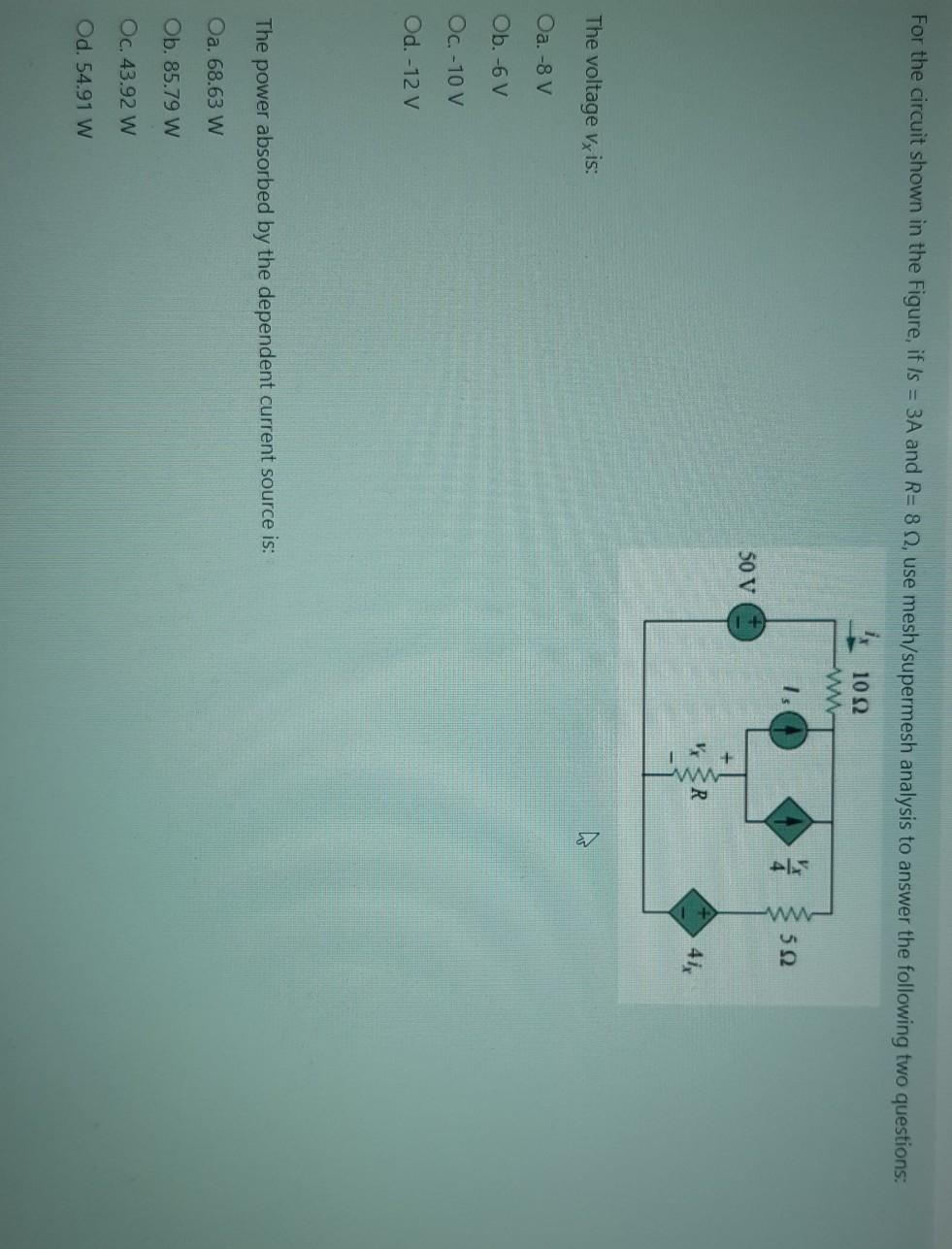 Solved For the circuit shown in the Figure, if Is = 3A and | Chegg.com