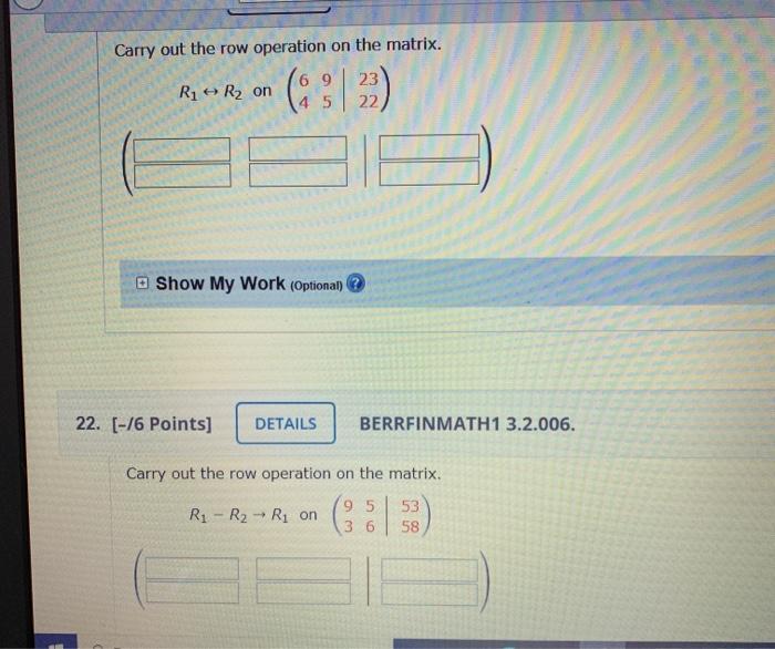 Solved Carry out the row operation on the matrix. R1 R2 on Chegg