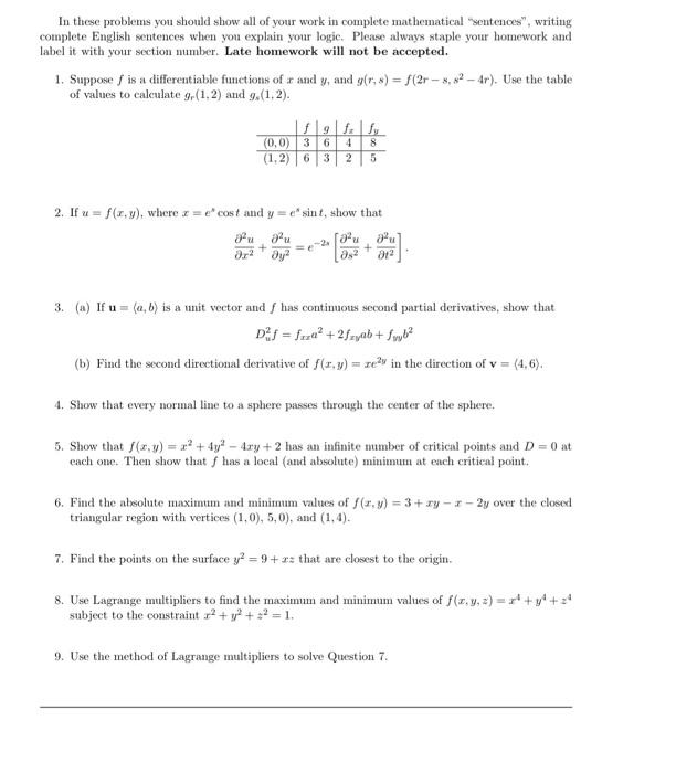 Solved In these problems you should show all of your work in | Chegg.com