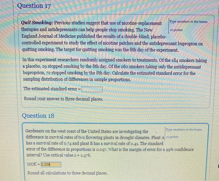 Solved Question 17 EEEEEEEEE Quit Smoking: Previous Studies | Chegg.com