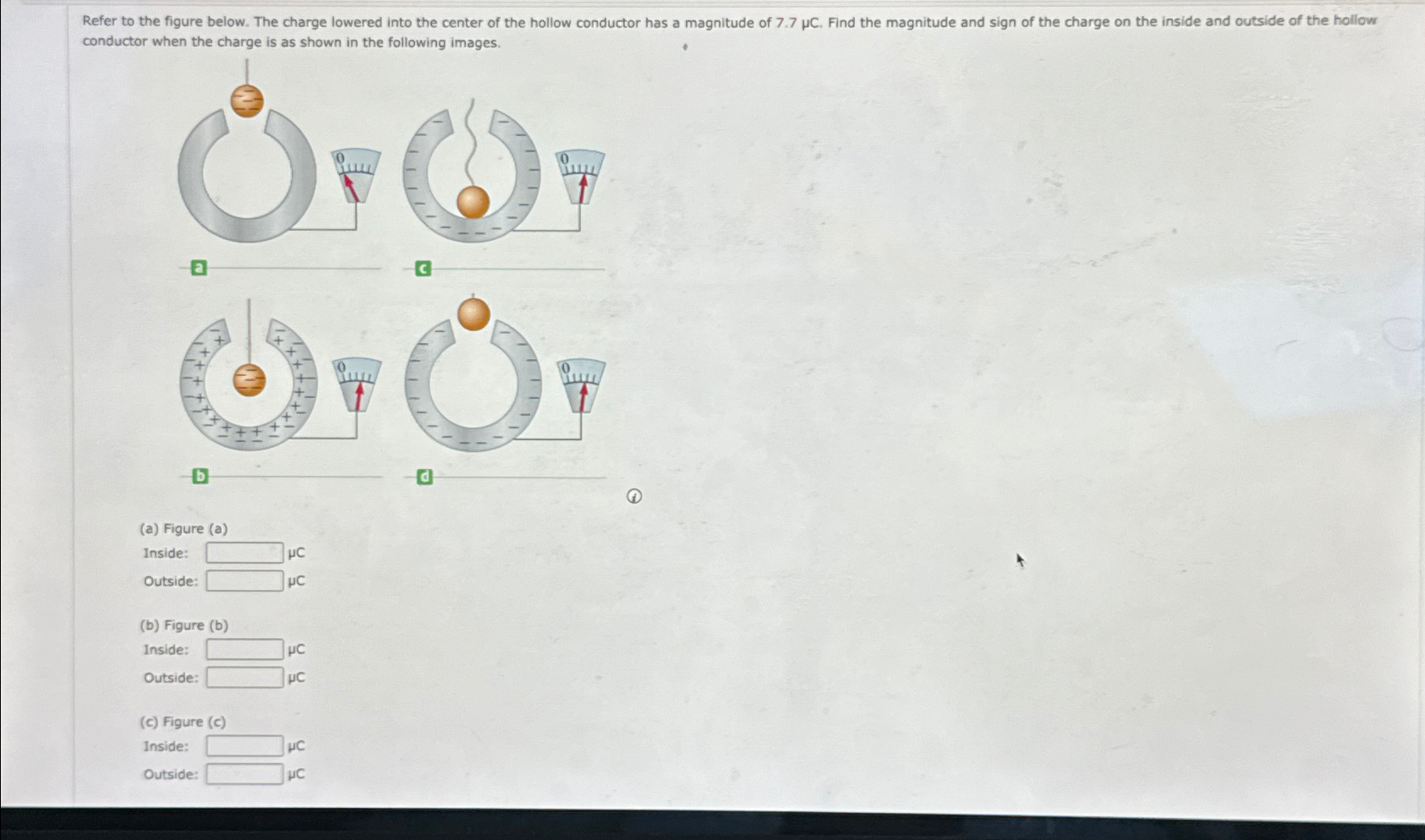 Solved conductor when the charge is as shown in the | Chegg.com