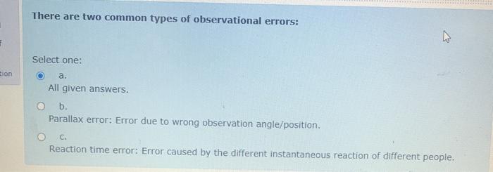 Solved There Are Two Common Types Of Observational Errors