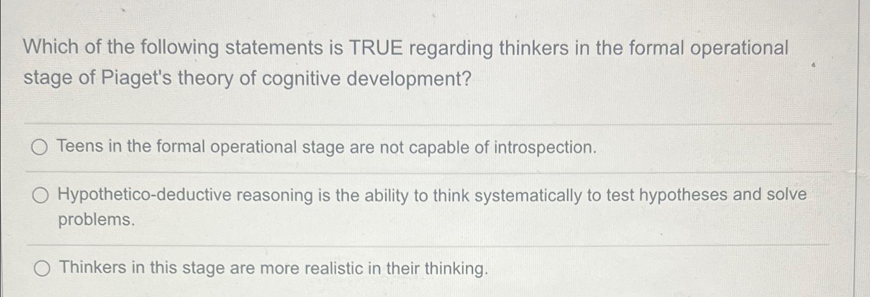 Formal operational stage online test