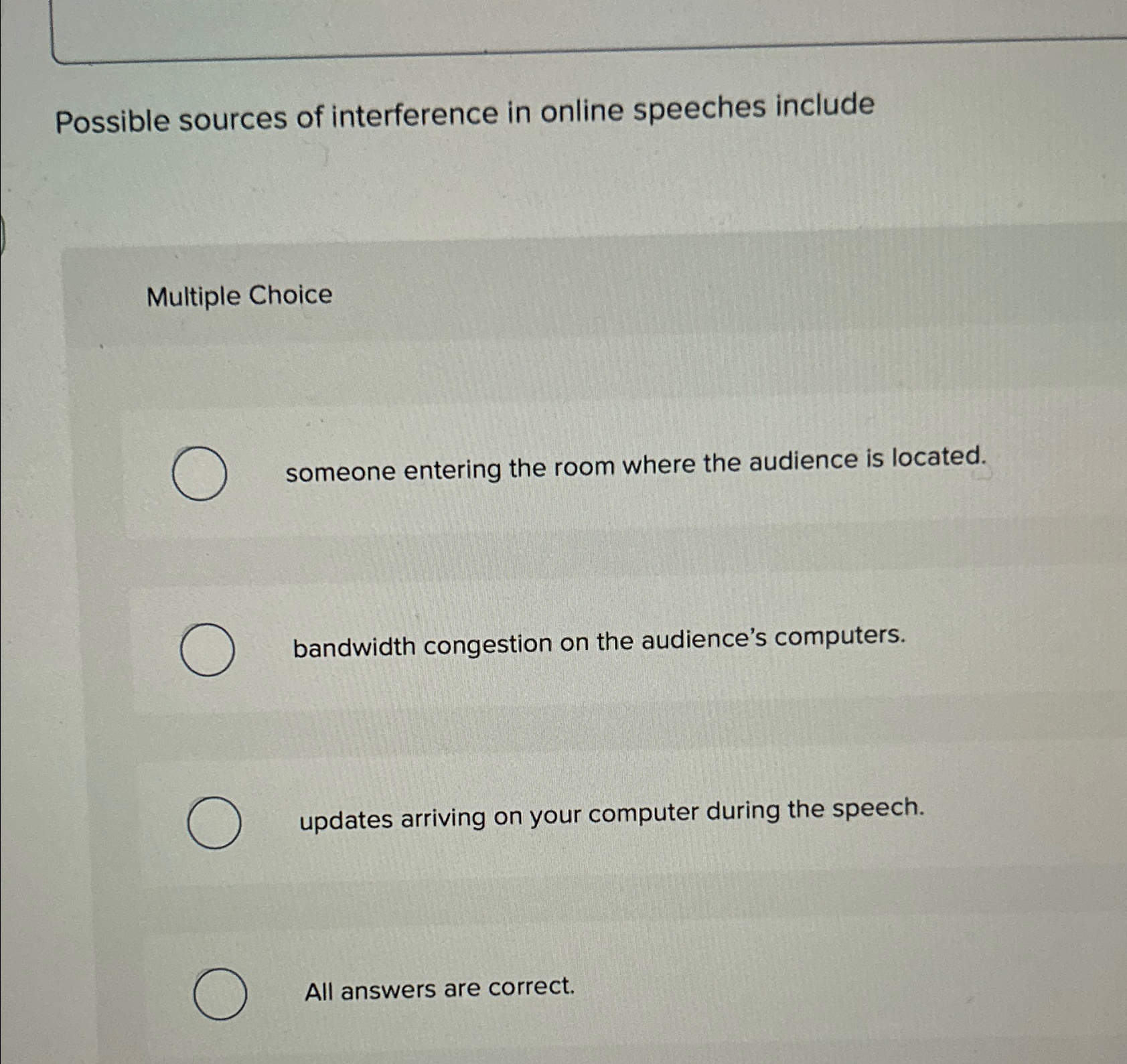 Solved Possible sources of interference in online speeches | Chegg.com