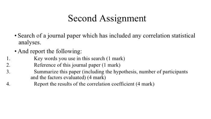 Solved Second Assignment 1. 2. 3. • Search of a journal | Chegg.com