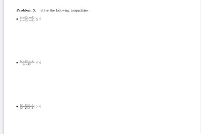 Solved Problem 3. Solve the following inequalities 1-26+1) | Chegg.com