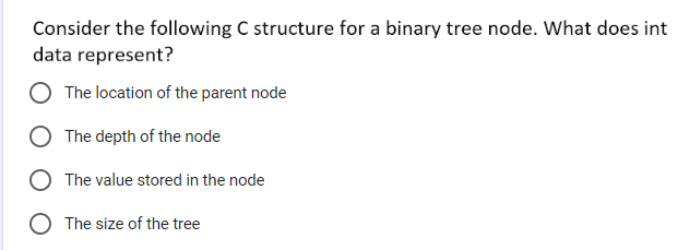 Solved Consider the following C ﻿structure for a binary tree | Chegg.com