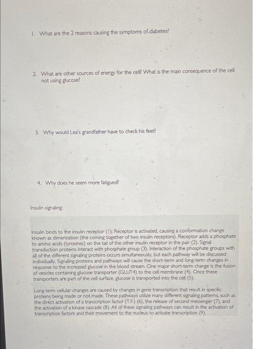 Insulin signaling and Type Il diabetes Case study | Chegg.com