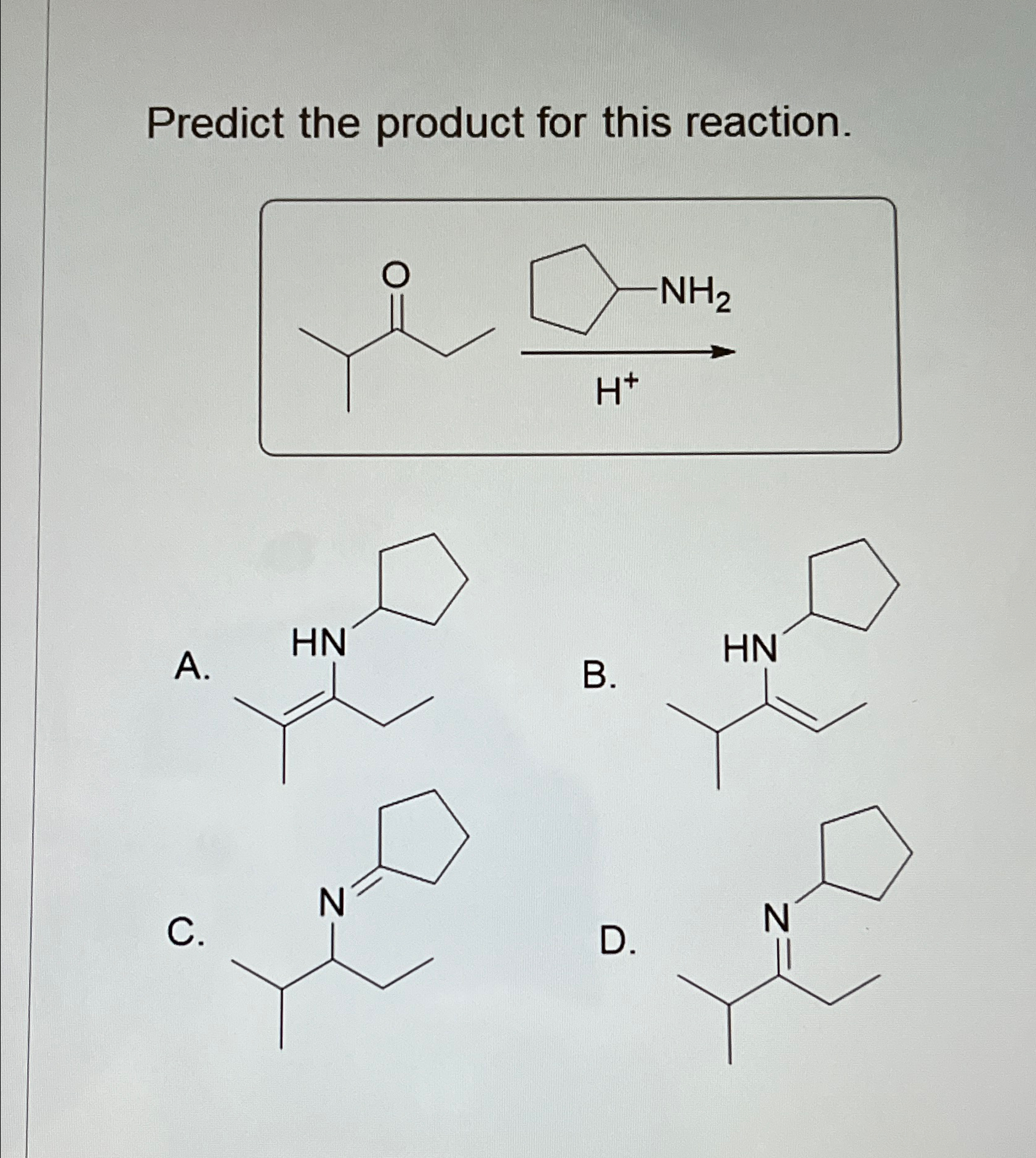 Solved Predict the product for this reaction.A.B.C.D. | Chegg.com