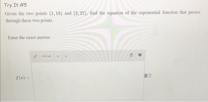 Solved Given the two points (1,18) and (2,27). find the | Chegg.com