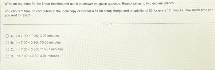 Solved Write an equation for the linear function and use it | Chegg.com