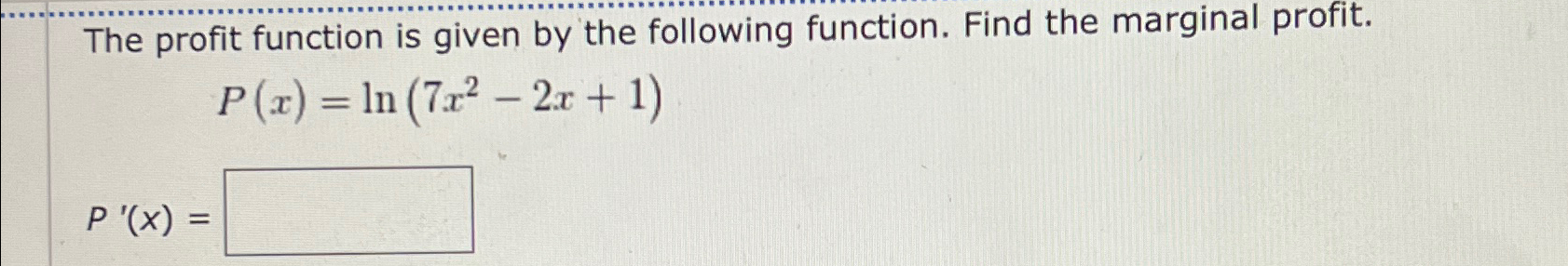 Solved The profit function is given by the following | Chegg.com